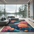 thumbnail image 1 of ODIKA 6'x9' Machine Washable Non-Slip Area Rug, Watercolor Teal High Traffic Rug, Blue, 1057779, 1 of 7