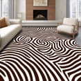 thumbnail image 1 of ODIKA 6'x9' Machine Washable Non-Slip Area Rug, Wavy Spiral Funky Groovy Retro Hipster Dorm Textile High Traffic Rug, Brown, 578938, 1 of 7