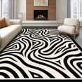 thumbnail image 1 of ODIKA 6'x9' Machine Washable Non-Slip Area Rug, Wavy Stripe Transitional Fade Resistant High Traffic Rug with Pad, Black, 593122, 1 of 8