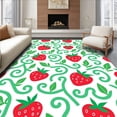 thumbnail image 1 of ODIKA 6'x9' Machine Washable Non-Slip Area Rug, Whimsical Berry Cluster Motif with Flowing Leafy Swirls High Traffic Rug with Pad, Red, 468228, 1 of 8