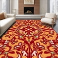thumbnail image 1 of ODIKA 6x9 Machine Washable Non-Slip Area Rug, Whimsical Blossom Reverie with Interlocking Petal Motifs and Dreamy Flourishes High Traffic Rug, Orange, 666902, 1 of 7