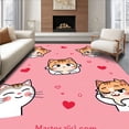 thumbnail image 1 of ODIKA 6'x9' Machine Washable Non-Slip Area Rug, Whimsical Cat Portrait Anti Slip Cartoon Art High Traffic Rug, Pink, 719139, 1 of 7