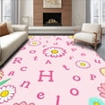 thumbnail image 1 of ODIKA 6'x9' Machine Washable Non-Slip Area Rug, Whimsical Daisy Alphabet Blossom with Playful Letters High Traffic Rug with Pad, Pink, 686427, 1 of 8