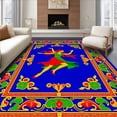 thumbnail image 1 of ODIKA 6x9 Machine Washable Non-Slip Area Rug, Whimsical Dance Pose with Ornate Swirls and Festive Accents High Traffic Rug, Blue, 645857, 1 of 7
