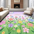 thumbnail image 1 of ODIKA 6'x9' Machine Washable Non-Slip Area Rug, Whimsical Fairytale Meadow Enchanted Garden Wonderland High Traffic Rug, Pink, 498598, 1 of 7