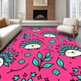 thumbnail image 1 of ODIKA 6'x9' Machine Washable Non-Slip Area Rug, Whimsical Hedgehog in Meadow Cartoon High Traffic Rug, Pink, 619638, 1 of 7