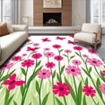 thumbnail image 1 of ODIKA 6'x9' Machine Washable Non-Slip Area Rug, Whimsical Meadow Design with Dancing Wildflower Sprays High Traffic Rug, Pink, 542679, 1 of 7
