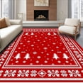 thumbnail image 1 of ODIKA 6'x9' Machine Washable Non-Slip Area Rug, Whimsical North Pole Crystal Jubilee Treasure High Traffic Rug, Red, 623209, 1 of 7