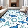 thumbnail image 1 of ODIKA 6'x9' Machine Washable Non-Slip Area Rug, Whimsical Oceanic Letter Display Surface With Adorable Fauna High Traffic Rug with Pad, Blue, 689389, 1 of 8