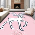 thumbnail image 1 of ODIKA 6'x9' Machine Washable Non-Slip Area Rug, Whimsical Reindeer with Starburst and Flourish Motifs High Traffic Rug with Pad, Pink, 736051, 1 of 8