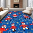 thumbnail image 1 of ODIKA 6'x9' Machine Washable Non-Slip Area Rug, Whimsical Snow Day Parade with Glimmering Starburst High Traffic Rug with Pad, Blue, 624461, 1 of 8