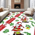 thumbnail image 1 of ODIKA 6x9 Machine Washable Non-Slip Area Rug, Whimsical Yuletide Santa with Cane Stripes and Holiday Motifs High Traffic Rug with Pad, Red, 739882, 1 of 8