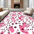 thumbnail image 1 of ODIKA 6'x9' Machine Washable Non-Slip Area Rug, Wild Feline Figure Decorative Lovable Beast Print High Traffic Rug, Pink, 723824, 1 of 7