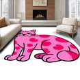 thumbnail image 1 of ODIKA 6'x9' Machine Washable Non-Slip Area Rug, Wild Kitty Shaped Nursery Decoration Artistic Jungle Friend High Traffic Rug, Pink, 723804, 1 of 7