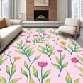 thumbnail image 1 of ODIKA 6'x9' Machine Washable Non-Slip Area Rug, Wild Meadow Petal Mosaic Botanical High Traffic Rug, Pink, 552901, 1 of 7