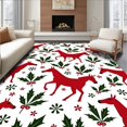 thumbnail image 1 of ODIKA 6'x9' Machine Washable Non-Slip Area Rug, Wild Mustang Needlework Kit Christmas Holiday Themed High Traffic Rug with Pad, Red, 742137, 1 of 8