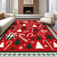 thumbnail image 1 of ODIKA 6'x9' Machine Washable Non-Slip Area Rug, Winter Celebration Hook Stitching Kit with Jolly Seasonal Designs High Traffic Rug with Pad, Red, 745454, 1 of 8