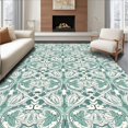 thumbnail image 1 of ODIKA 6'x9' Machine Washable Non-Slip Area Rug, Winter Lattice Featuring Stylized Snow Crystals High Traffic Rug with Pad, Teal, 741460, 1 of 8