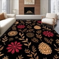thumbnail image 1 of ODIKA 6'x9' Machine Washable Non-Slip Area Rug, Winter Pinecone Design Anti Slip Step Treads Self Adhesive High Traffic Rug, Gold, 652096, 1 of 7
