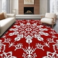 thumbnail image 1 of ODIKA 6'x9' Machine Washable Non-Slip Area Rug, Winter Snowflake Motif Inspired High Traffic Rug with Pad, Red, 611788, 1 of 8
