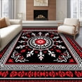 thumbnail image 1 of ODIKA 6'x9' Machine Washable Non-Slip Area Rug, Winter Snowflake with Intricate Crystalline Design High Traffic Rug with Pad, Black, 637222, 1 of 8