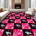 thumbnail image 1 of ODIKA 6'x9' Machine Washable Non-Slip Area Rug, Winter Wonderland Checkered Snowman and Festive Hat Motif Design High Traffic Rug, Pink, 732217, 1 of 7