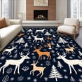 thumbnail image 1 of ODIKA 6'x9' Machine Washable Non-Slip Area Rug, Winter Wonderland Deer Forest with Falling Snow High Traffic Rug, Navy, 741777, 1 of 7