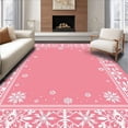 thumbnail image 1 of ODIKA 6'x9' Machine Washable Non-Slip Area Rug, Winter Wonderland Doorstep Greeting Frosty Entrance High Traffic Rug with Pad, Pink, 639184, 1 of 8