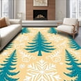 thumbnail image 1 of ODIKA 6'x9' Machine Washable Non-Slip Area Rug, Winter Wonderland Pine and Snowflake Medley Featuring Ornate High Traffic Rug, Yellow, 621315, 1 of 7