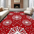 thumbnail image 1 of ODIKA 6'x9' Machine Washable Non-Slip Area Rug, Winter Wonderland Snowflake Medallion Holiday High Traffic Rug with Pad, Red, 614495, 1 of 8