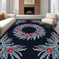thumbnail image 1 of ODIKA 6'x9' Machine Washable Non-Slip Area Rug, Winter Wreath Design Entry featuring Frosted Branches High Traffic Rug with Pad, Black, 731876, 1 of 8