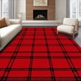 thumbnail image 1 of ODIKA 6'x9' Machine Washable Non-Slip Area Rug, Wintertime Gingham Hearth Greeting High Traffic Rug with Pad, Red, 504144, 1 of 8