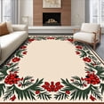 thumbnail image 1 of ODIKA 6'x9' Machine Washable Non-Slip Area Rug, Woodland Evergreen Harvest High Traffic Rug with Pad, Red, 622056, 1 of 8