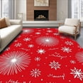 thumbnail image 1 of ODIKA 6'x9' Machine Washable Non-Slip Area Rug, Yuletide Starburst Interlocking Featuring Merry Details High Traffic Rug with Pad, Red, 646990, 1 of 8