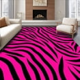 thumbnail image 1 of ODIKA 6'x9' Machine Washable Non-Slip Area Rug, Millennial Bold Hot Zebra Stripe with Dynamic Black Swirls Print Pink High Traffic Rug, Pink, 288336, 1 of 7