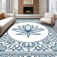 thumbnail image 1 of ODIKA 6'x9' Machine Washable Non-Slip Area Rug, Zen Circular Lotus Flower High Traffic Rug with Pad, Blue, 713859, 1 of 8