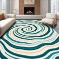 thumbnail image 1 of ODIKA 6'x9' Machine Washable Non-Slip Area Rug, Zen Garden Ripple Effect Floor with Concentric Waves High Traffic Rug with Pad, Teal, 492249, 1 of 8