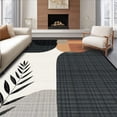 thumbnail image 1 of ODIKA 8'x10' Machine Washable Non-Slip Area Rug, Exotic Fronds Indoor High Traffic Rug, Black, 260744, 1 of 7