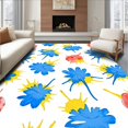 thumbnail image 1 of ODIKA 8'x10' Machine Washable Non-Slip Area Rug, Abstract Watercolor Brushstroke Art Modern Expressionist Design High Traffic Rug, Blue, 497794, 1 of 7