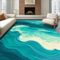 thumbnail image 1 of ODIKA 8' x 10' Machine Washable Non-Slip Area Rug, Abstract Wave High Traffic Rug, Teal, 197233, 1 of 7