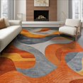 thumbnail image 1 of ODIKA 8'x10' Machine Washable Non-Slip Area Rug, Chic Abstract in Burnt Orange and Slate Grey Design High Traffic Rug, Orange, 104662, 1 of 7