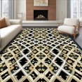 thumbnail image 1 of ODIKA 8'x10' Machine Washable Non-Slip Area Rug, Geometric Floral Lattice With Interlocking Shapes And Leaf Details High Traffic Rug, Black, 218428, 1 of 7