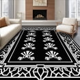 thumbnail image 1 of ODIKA 8'x10' Machine Washable Non-Slip Area Rug, Art Fan Motif with Interlocking Metallic Highlights High Traffic Rug, Black, 364783, 1 of 7