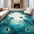 thumbnail image 1 of ODIKA 8' x 10' Machine Washable Non-Slip Area Rug, Art Nouveau Peacock-Feather High Traffic Rug, Teal, 260131, 1 of 7