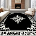 thumbnail image 1 of ODIKA 8' x 10' Machine Washable Non-Slip Area Rug, Baroque diamond High Traffic Rug, Black, 665619, 1 of 7