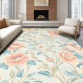 thumbnail image 1 of ODIKA 8'x10' Machine Washable Non-Slip Area Rug, Elegant Retro Inspired Botanical Design with Pastel Blooms High Traffic Rug, Peach, 219213, 1 of 7