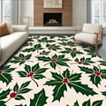 thumbnail image 1 of ODIKA 8' x 10' Machine Washable Non-Slip Area Rug, Christmas Holly-Leaf High Traffic Rug, Green, 501623, 1 of 7