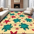 thumbnail image 1 of ODIKA 8'x10' Machine Washable Non-Slip Area Rug, Shoreline Treasures Nautical Fauna Rustic Planked Canvas High Traffic Rug, Beige, 426865, 1 of 7