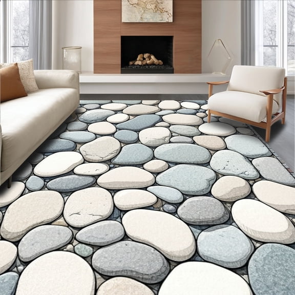 ODIKA 8' x 10' Machine Washable Non-Slip Area Rug, Contemporary Pebble High Traffic Rug, Gray, 153852