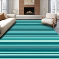 thumbnail image 1 of ODIKA 8'x10' Machine Washable Non-Slip Area Rug, Modern Teal Stripe Contemporary High Traffic Rug, Blue, 59105, 1 of 7